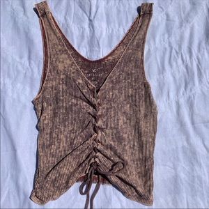 American Eagle Ribbed lace up tank!